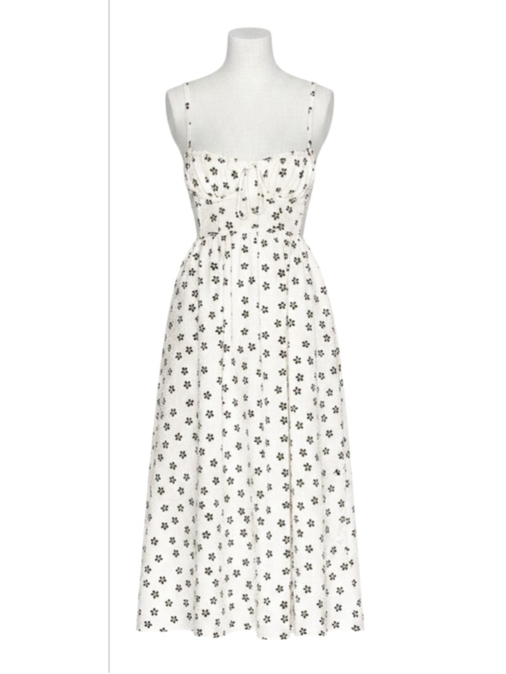 For Love & Lemons Brenda Floral Midi Dress Ivory Black Yellow Daisy Medium EUC